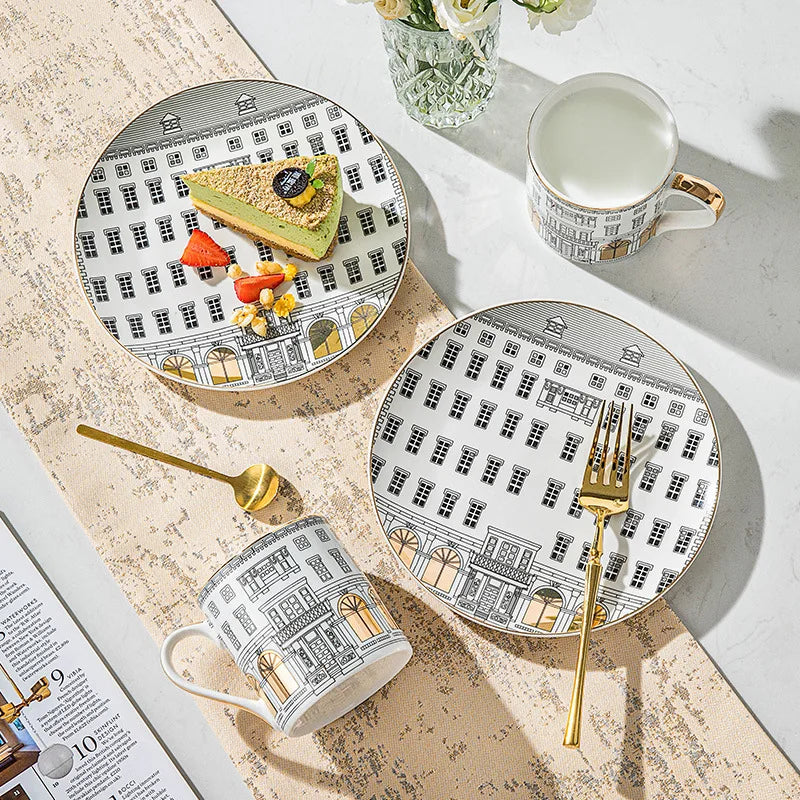 Gold-Detail Coffee Cup Set