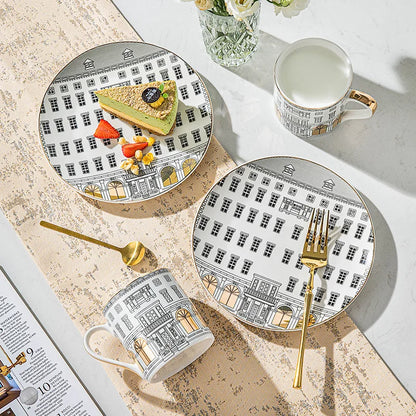 Gold-Detail Coffee Cup Set