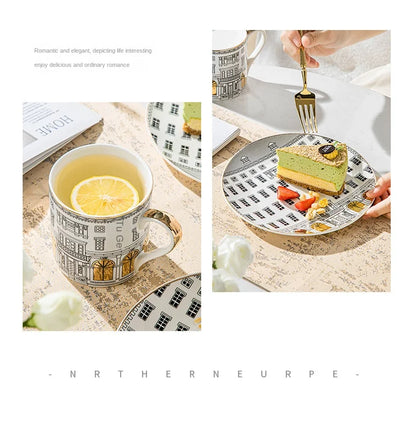 Gold-Detail Coffee Cup Set