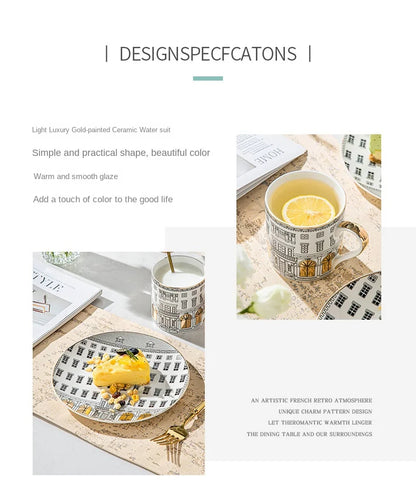Gold-Detail Coffee Cup Set