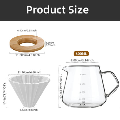 glass pour over coffee maker set