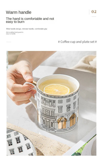 Gold-Detail Coffee Cup Set