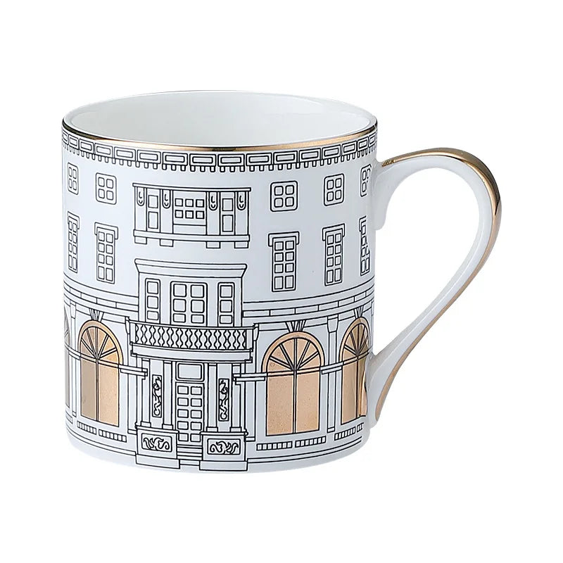 Gold-Detail Coffee Cup Set