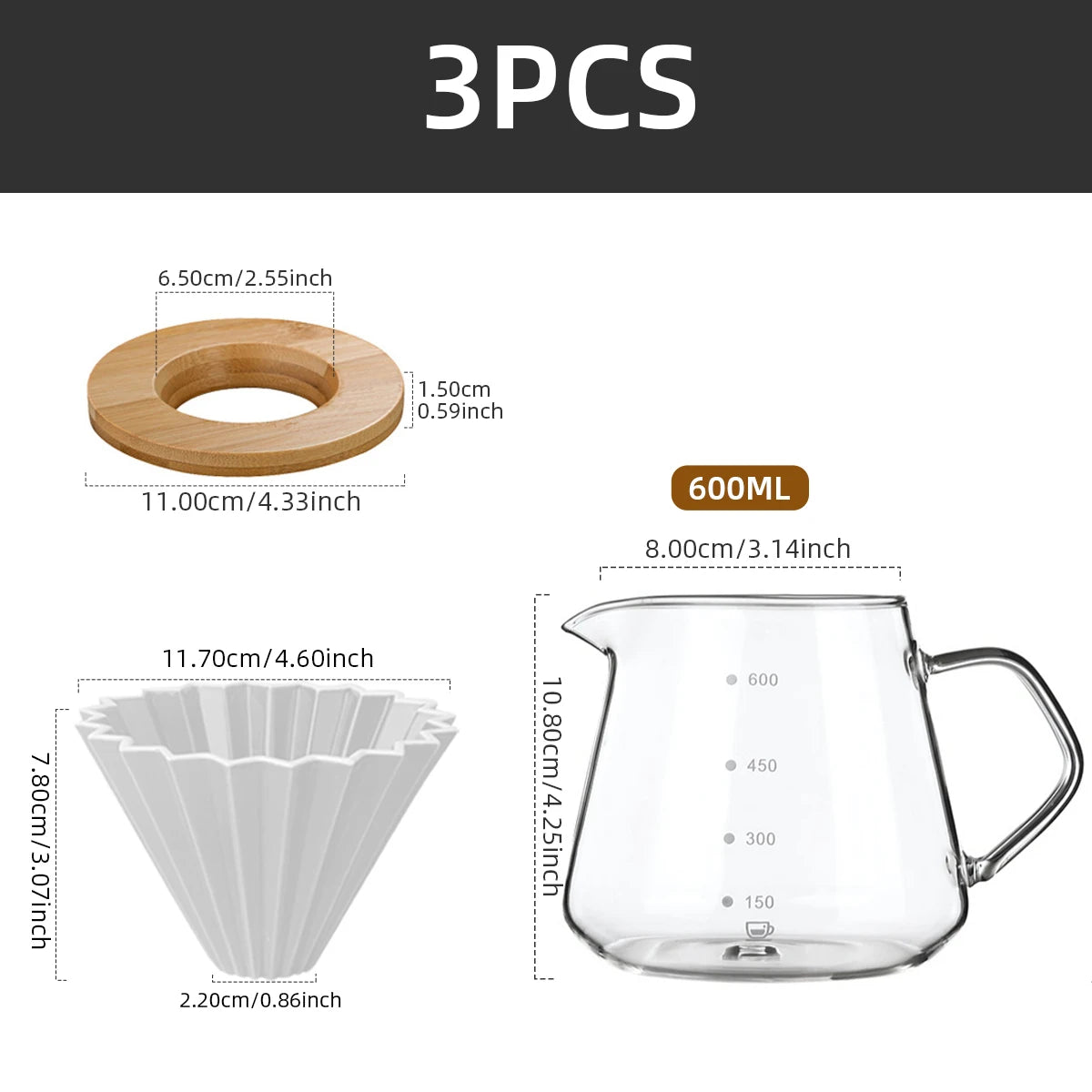 glass pour over coffee maker set