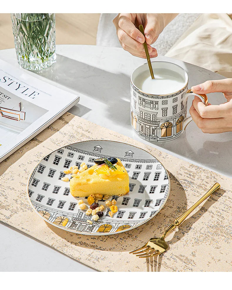 Gold-Detail Coffee Cup Set