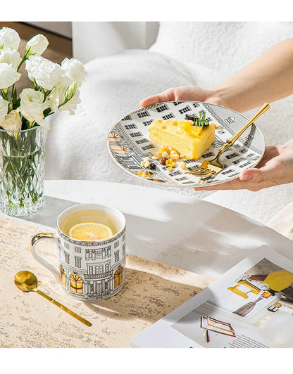 Gold-Detail Coffee Cup Set