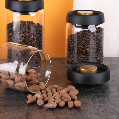 vacuum-sealed coffee bean storage jar