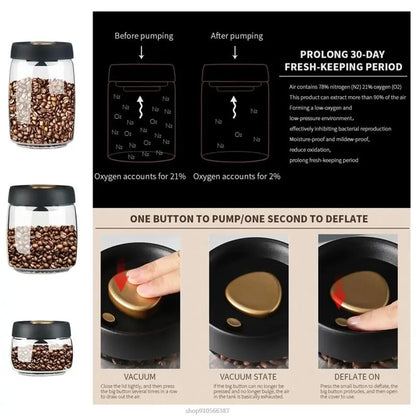 vacuum-sealed coffee bean storage jar