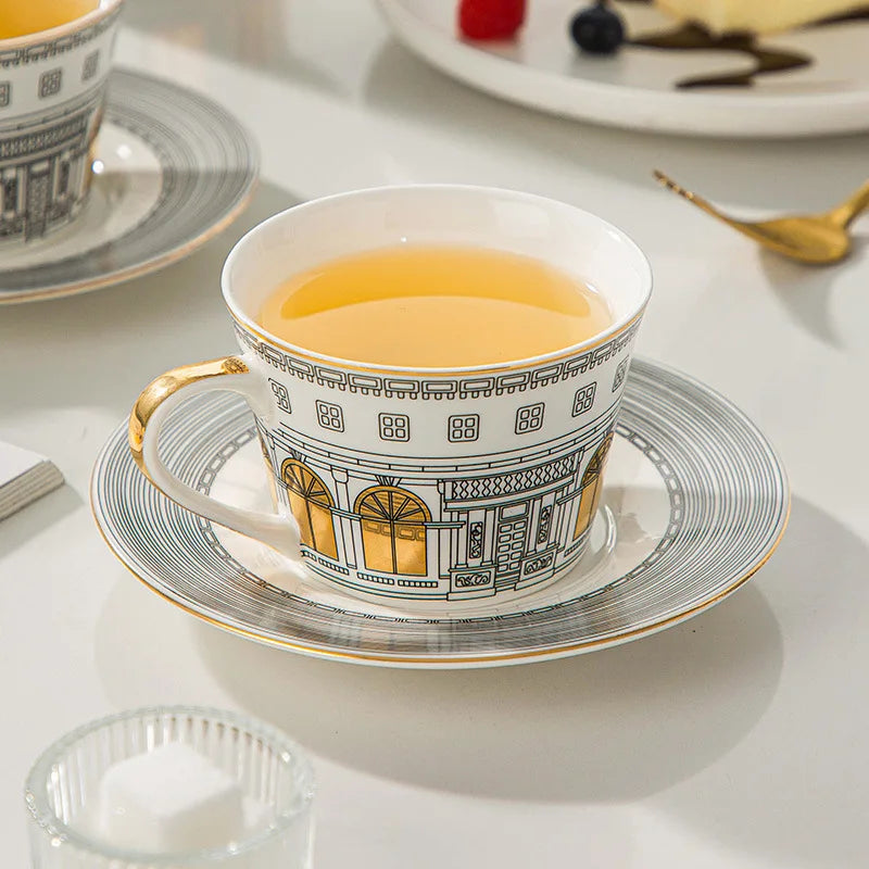 Gold-Detail Coffee Cup Set
