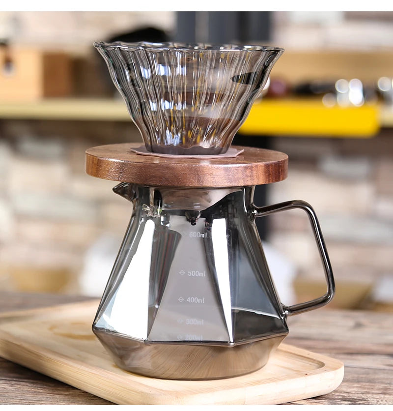 smoky grey diamond glass coffee server