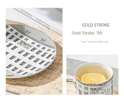 Gold-Detail Coffee Cup Set