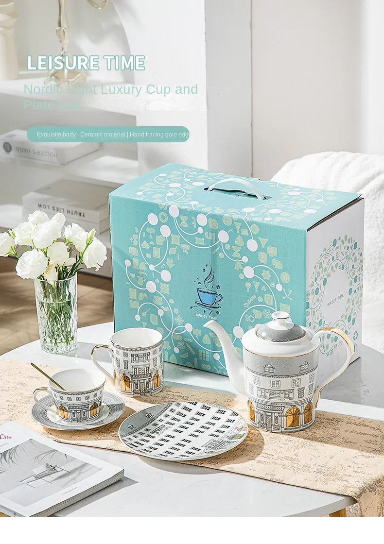 Gold-Detail Coffee Cup Set