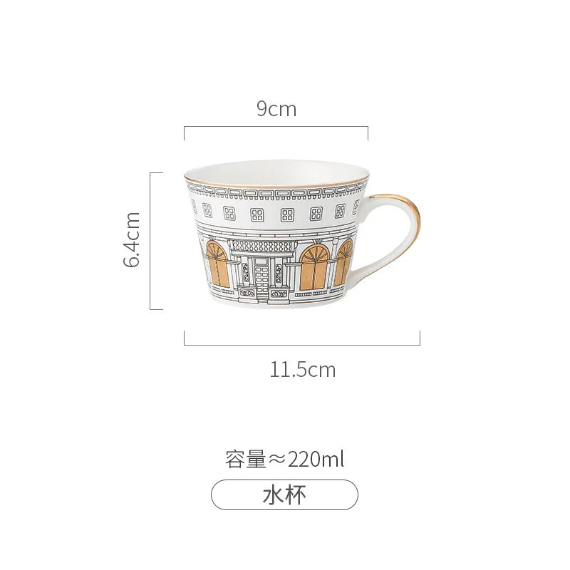 Gold-Detail Coffee Cup Set