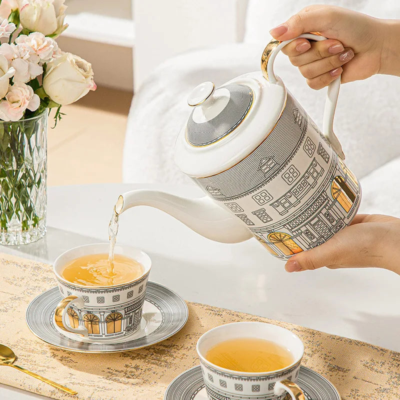 Gold-Detail Coffee Cup Set