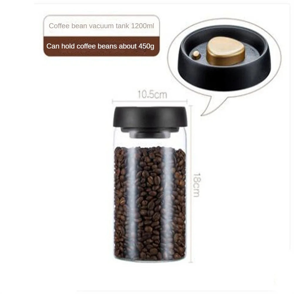 vacuum-sealed coffee bean storage jar
